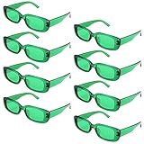 Queekay 8 Pairs St Patrick's Day Green Sunglasses Rectangle Irish Retro Vintage Square Sunglasses for Men Women St Patrick's Day Party Favor Gift Supplies