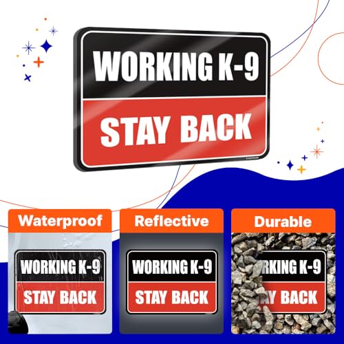 Image of GEEKBEAR Working K-9 Car Magnet (Black /Red, 2 Pack) - Reflective Waterproof Magnetic Sign - 11.7 x 8.2 in