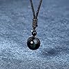 JSDDE Black Obsidian Crystal Round Stone Pendant Necklace Healing Crystals Gemstone Bead Necklace for Men Women #1