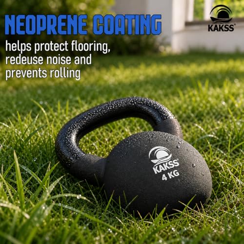 Image of Kakss Half Coating Neoprene Kettlebell (black, 4kg)