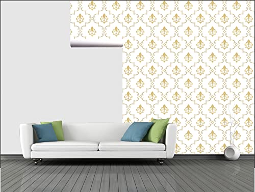 Image of CABANA HOMES Wall Stickers Botanical DIY Damask Wallpaper (45 x 125 cm, 2 Rolls) (12 sq. ft) Decorative Self Adhesive Decals Bedroom, Living Room, Office, White