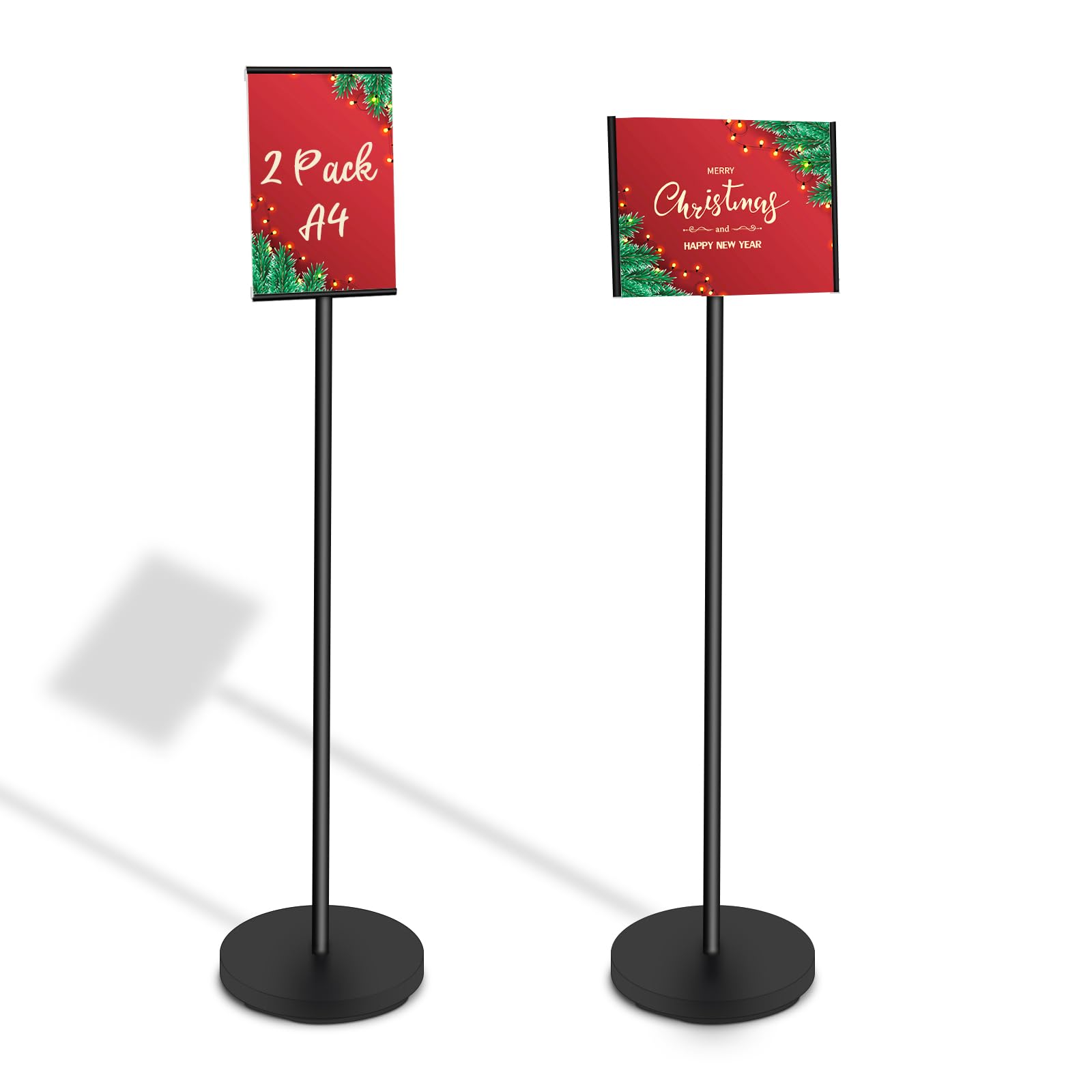 RayLoveFloor Standing Poster Stand,A4 Sign Holder Stand, Aluminum For Vertical And Horizontal View Sign Displayed black