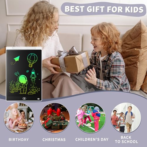 Image of LCD Writing Board, 10 Inches, Genialba Colourful LCD Writing Tablet, Gift for Children, LCD Writing Tablet, Electronic Tablet, Graphic Tablet for Children's Games 2 3 4 5 6 7 Years Boys Girls (White)