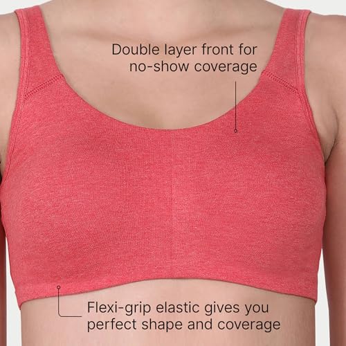 Image of Enamor Low Impact Women's Cotton Easy Everyday Bra - All Day Comfort Non Padded, Wirefree, High Coverage - SB06