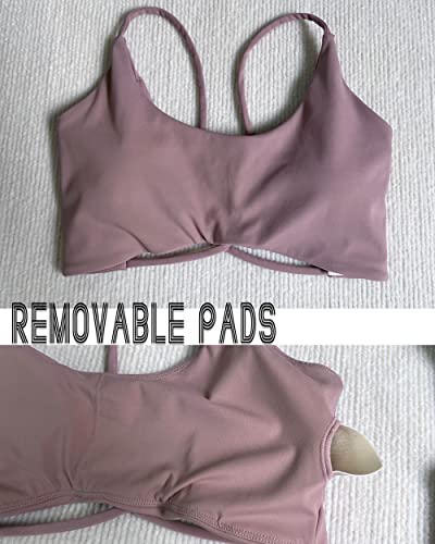 Image of Danysu Backless Sports Bra Soft Workout Tops with Removable Padded Yoga Training Bras Strappy Going Out Top