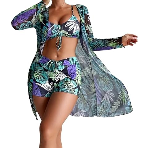 Vintage Print High Waisted Bikini Set Cover