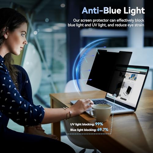 Image of Mamol Magnetic Laptop Privacy Screen 16 inch,16:10 Aspect Removable Anti Glare Protector Blue Light Privacy Screen Filter,Filter Shield Compatible with HP /Dell /Acer /Asus /Samsung /Lenovo /Thinkpad Envy