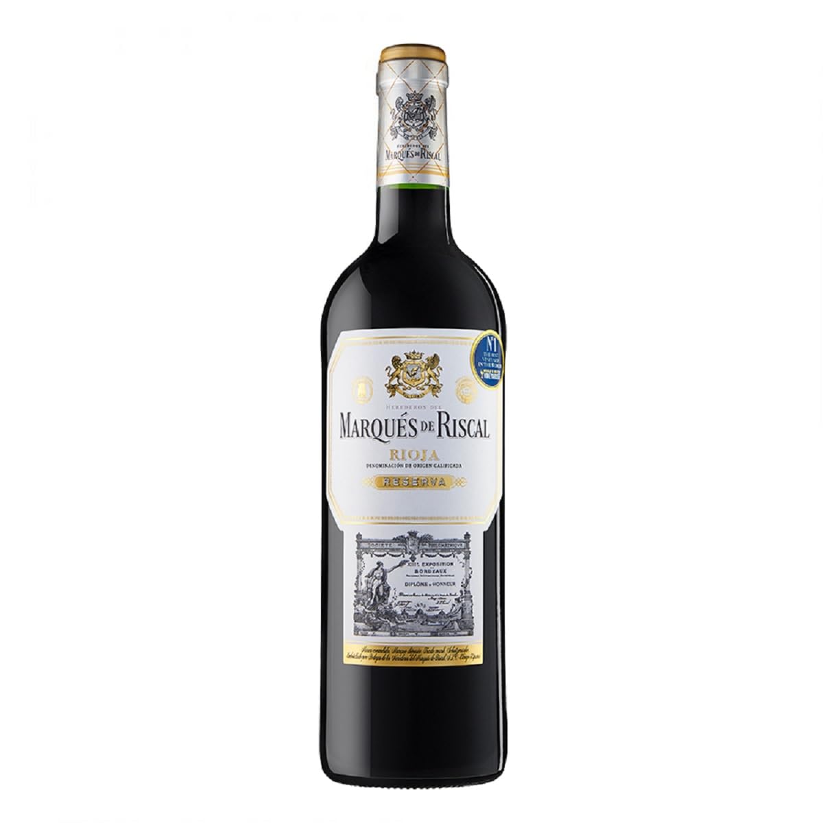 Marques De Riscal Reserva Vino Tinto, Denominación de Origen Calificada Rioja, Variedad Tempranillo, 24 Meses en barrica, Botella de 75cl