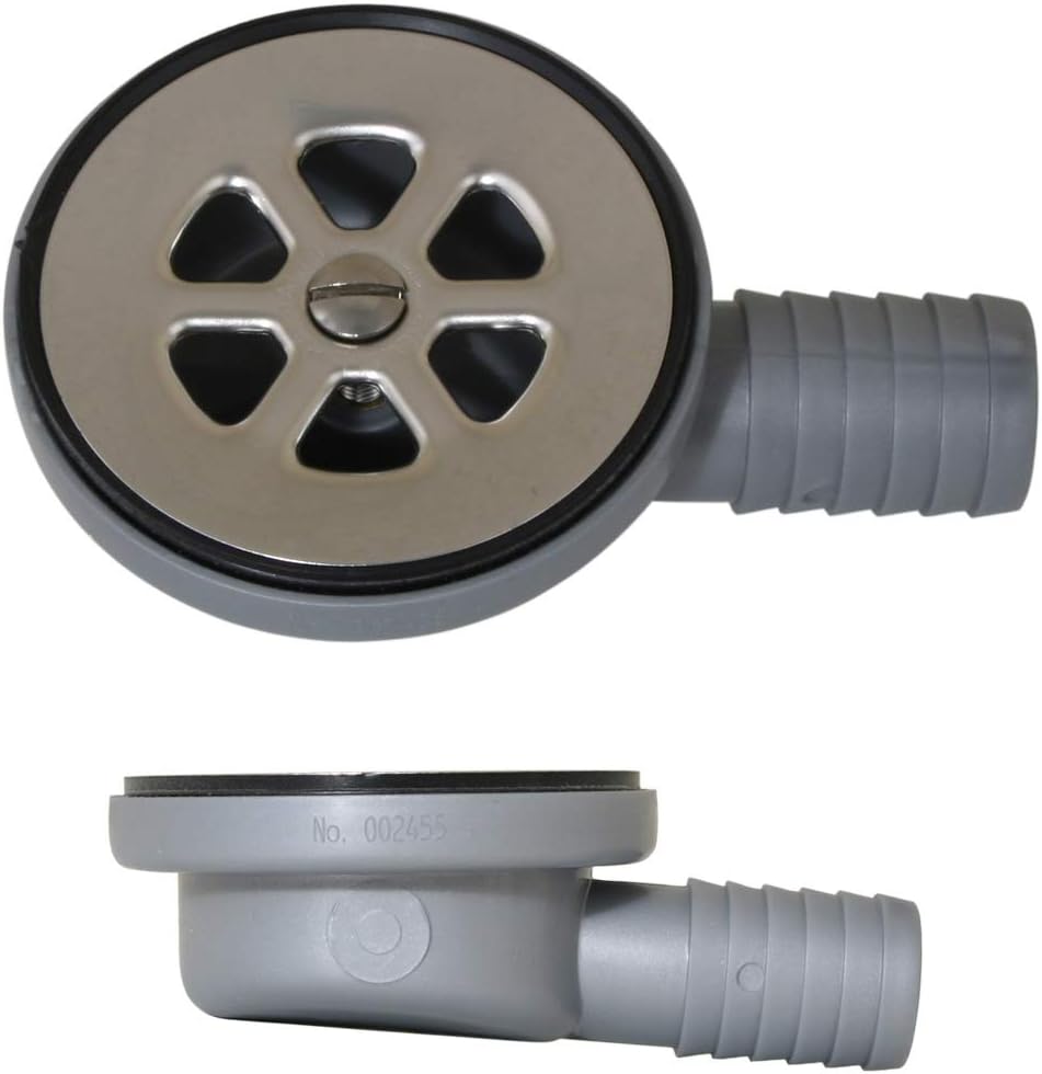 Scandvik 10307 Low Profile Elbow Shower/Cockpit Drain, 1" Outlet, Gray