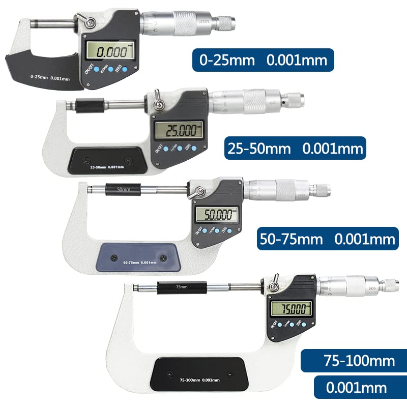 Mikrometr Micrometr Caliper Dokładność 0,001mm cyfrowy mikrometr zewnętrzny 0-25/50/75/100 mm Digital Miernik Narzędzia pomiarowe(75-100mm)