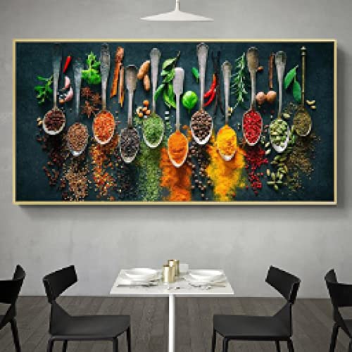 Peintures sur toile herbes et épices impressions d'art mural premium 80x160cm