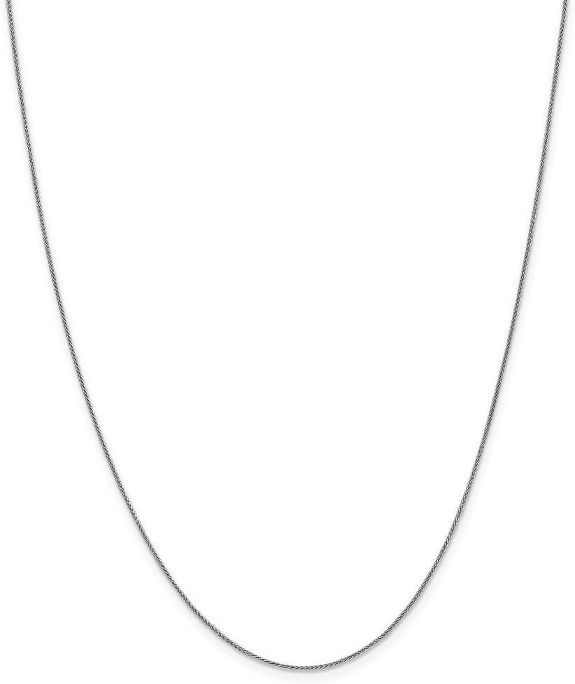 Solid 14K White Gold .8mm Baby Spiga Wheat Chain Necklace - with Secure Lobster Lock Clasp