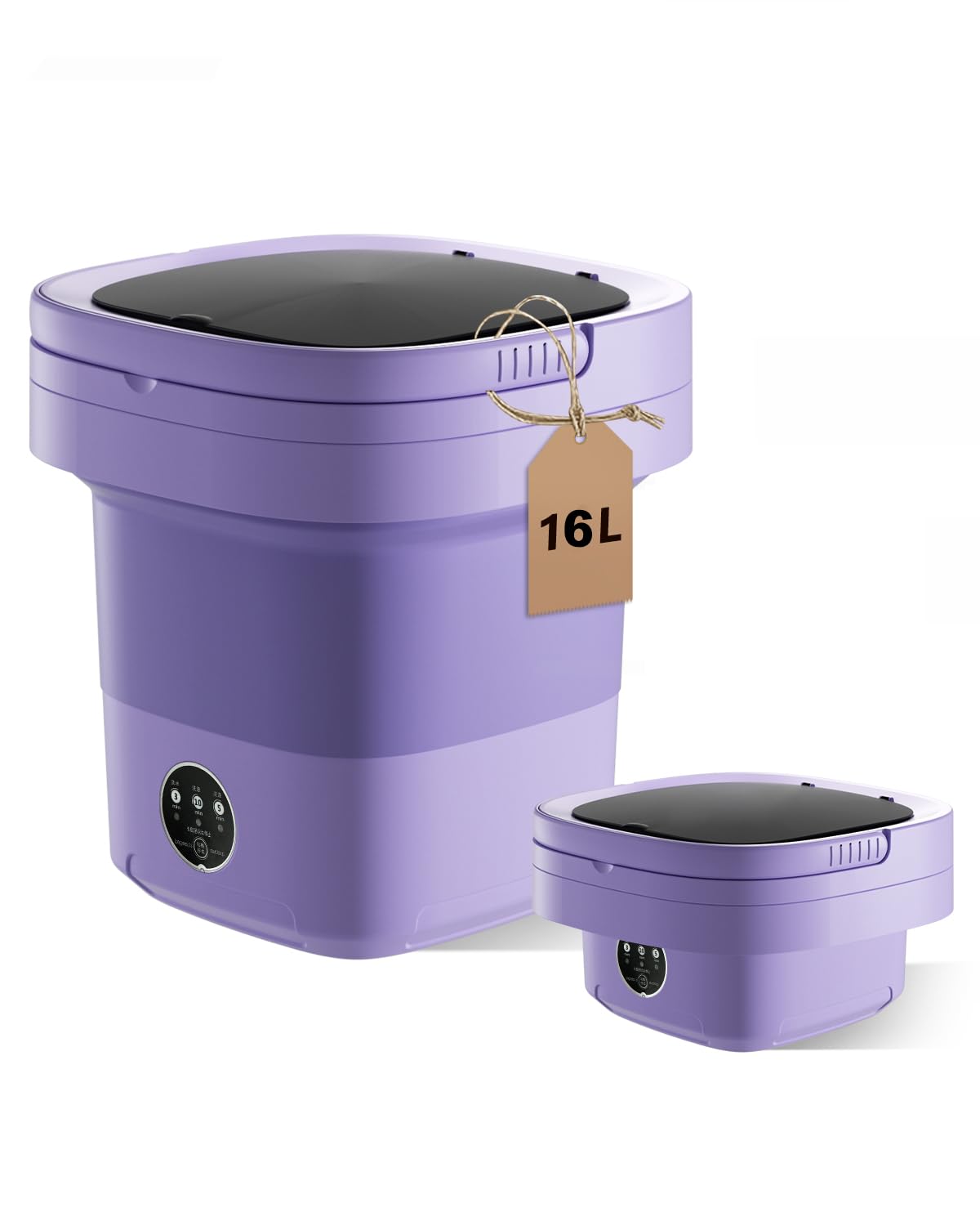 Portable Washing Machine, 16L Large Capacity Laundry Washer Cleaning for Underwear, Baby Clothes, Shirts,Small Delicates. Foldable Mini Washer and Dryer Combo for Apartment,Hotel,Camp,RV,Trave(Purple)