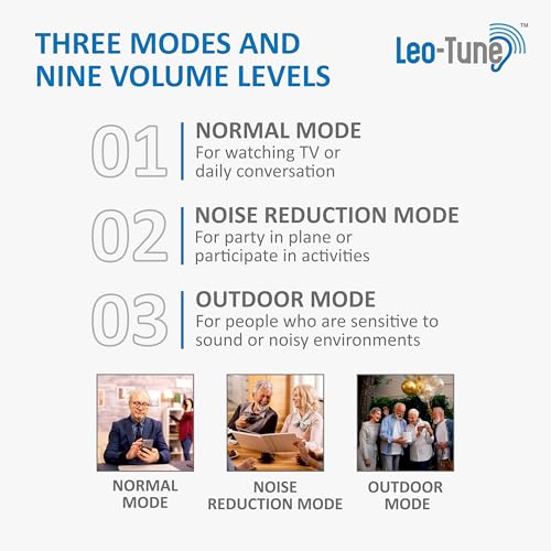 Image of Leo-Tune Slim True Hearing Aids for Seniors (Not just Amplifiers), Rechargeable Digital Hearing Aids with 16-Channel Superior Sound Noise Cancelling, 3 Hearing Modes with 1 year Warranty