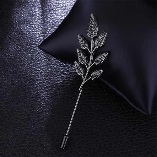 Image of coadipress Gentlemen Gold Silver Leaf Brooches Simple Elegant Retro Double Leaf Collar Pin Brooch Gold Silver Plant Leaves Brooches