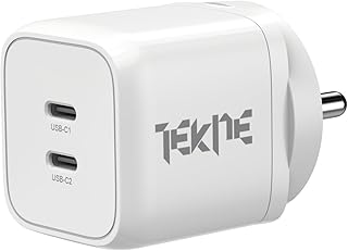 TEKNE 45W GaN Fast Charger, Dual Port USB-C PD Wall Adapter for Smartphones, Tablets, Laptops, Super Fast Compact Charger ... Price In India