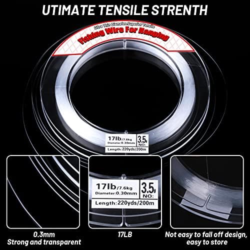 Thrilez Clear Fishing Wire, 200M Fishing Line Invisible Monofilament Wire, Strong Nylon String for Balloon Arch Garland Hanging Crafts Beading