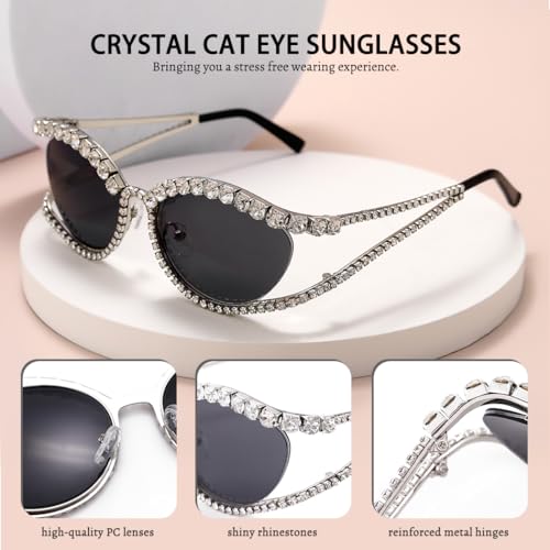 Woeoe Rhinestone Sunglasses for Women Bling Sun Glasses4