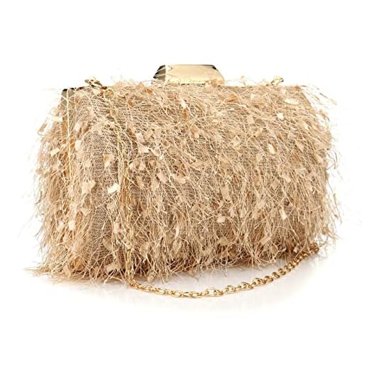 YYW Bolsa clutch feminina com alça superior para noite, bolsa de ombro para festa de casamento, baile, banquete, Champanhe, One Size