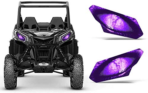 AMR Racing UTV Headlight Eye Graphics Decal Cover Compatible with Can-Am Maverick 1000 X3 Sport - Corrupt Purple