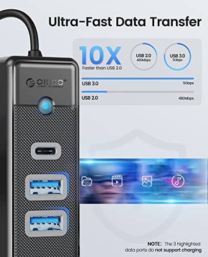 Usb Hub 3.0, Orico Usb Splitter For Laptop, Usb Port Expander, Usb Multiport Adapter With 2 Usb-A 3.0, 1 Usb-C 3.0 Data Port For Laptop Pc Ps4 Hp Dell Computer Xbox Macbook Mac Pro Mac Mini Imac #TOP3