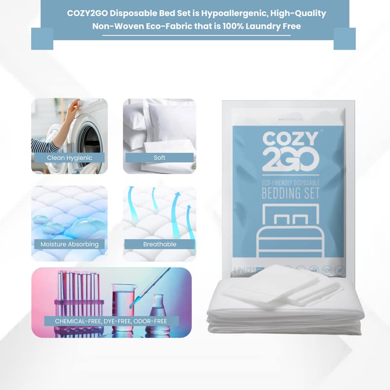 OTITYAN 4 Piezas De Sábanas Desechables Tamaño King, Sábanas Bajeras Desechables De Viaje Para Hotel, Sábana De Viaje Desechable Con Funda De Edredón Y Funda De Almohada Para Viajes De Negocios