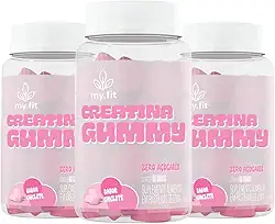 Kit 3x Creatina Gummy, Sabor Chiclete (180 Gomas) 3g de Creatina por Dose, Zero Açúcar - My Fit