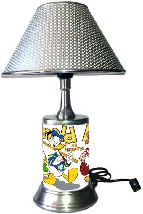 JS Donald Duck Lamp with Shade, Donal Duck and his Nephews - Huey, Dewey, and Louie