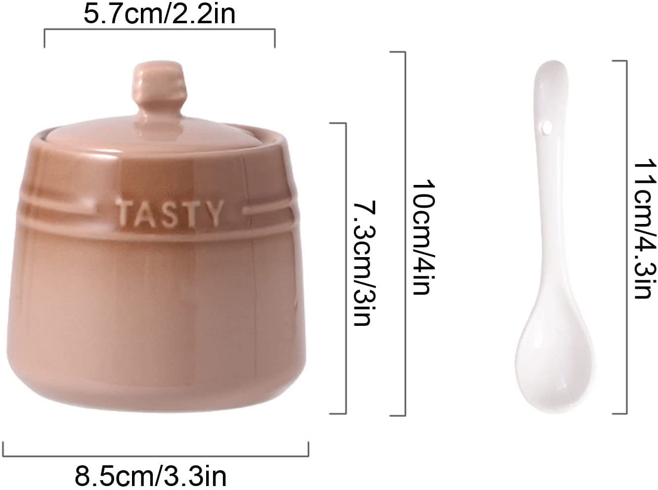 Azucarero de cerámica, jarra for crema, azucarero de cerámica con degradado francés con tapa, azucarero sólido con cuchara, tarro de especias de porcelana, decoración de cocina, almacenamiento, rojo (