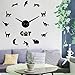 RRBOI Cat Breed Mirror Effect Fai da Te Wall Art Kitten Animals Orologio da Parete Sticker Proprietario o Fan della Cornovaglia Rex 47inch (Nero)