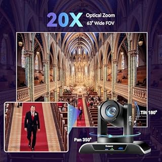 Tenveo Caméra PTZ 4K NDI avec Suivi Automatique IA, Zoom Optique 20x, USB3.0/HDMI/LAN PoE, Camera PTZ IP pour Streaming Live Église Visioconférence Diffusion Événements Youtube/OBS/vMix Livestream