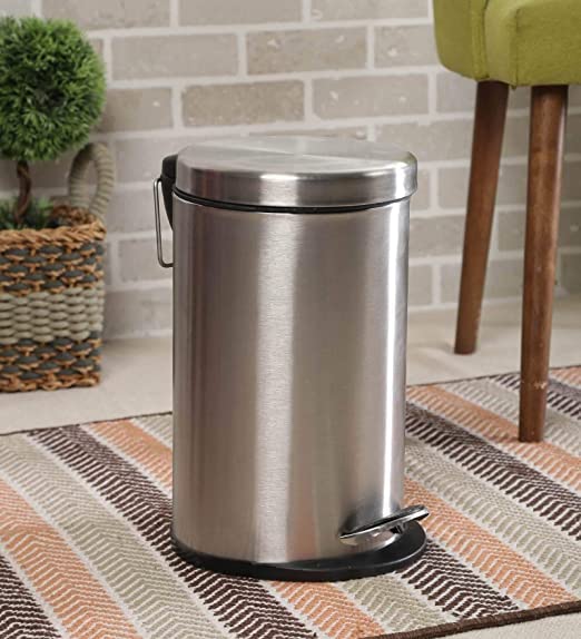 HOME365 Stainless Steel Pedal Dustbin with Removable Inner Bucket Matte Finish Dustbin with