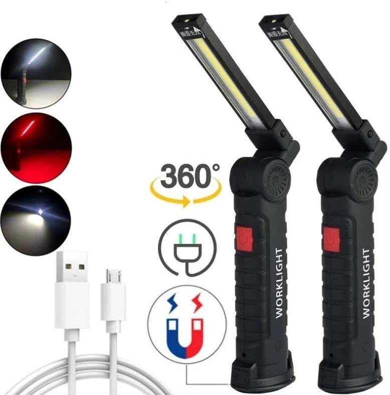 Miniatura 3 de THE PERFECT PART COB Light - Paquete de 1 o 2 luces de trabajo COB recargables con base magnética, linterna de trabajo mecánica portátil, giro de