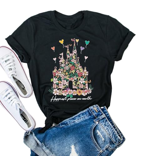 Image of Magic Kingdom Shirts for Women Family Teen Girls Castle Cartoon Graphic Tees Blouses