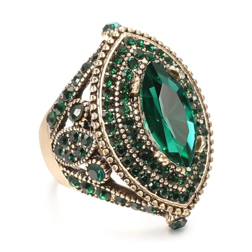 Bague femme style vintage avec cristal vert parfait pour un look bohème chic
