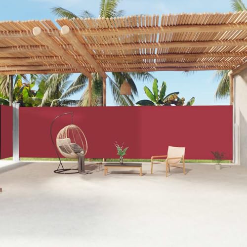 Store latéral anti-UV et vent rouge 200x1200 cm | Brise-vue rétractable de jardin