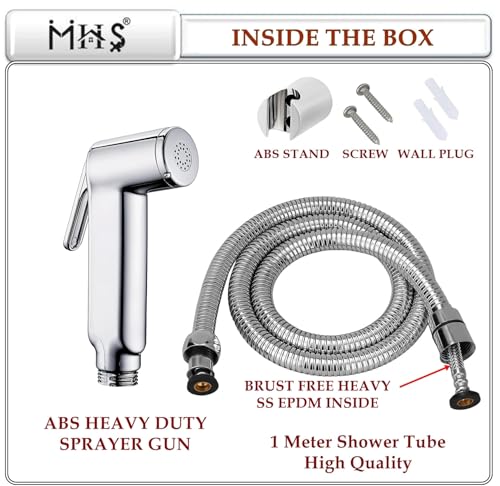 Image of MHS High Pressure Jet Spray for Toilet | Health Faucet Set with Hand Shower Gun & 1M SS Hose Pipe | Bathroom Toilet Jet Spray for Hygiene Cleaning | Toilet Gun for Western Toilet (Hector Abs)