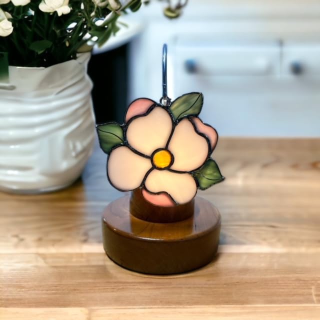 Glass Cover: White Dogwood Flower (Stained Glass/Gift/Nightlight Cover)