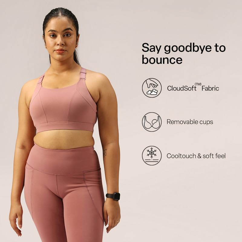 Image of BlissClub Women Nylon Blend The Ultimate Support Sports Bra | Detachable Straps | High