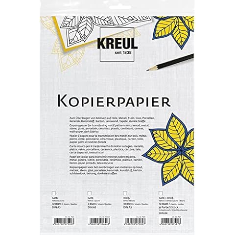 KREUL 7587 - Kopierpapier zum Übertragen von Motiven auf dunkle Untergrüne, je 5 Blatt in weiß und gelb, ca. 21 x 30 cm Cover