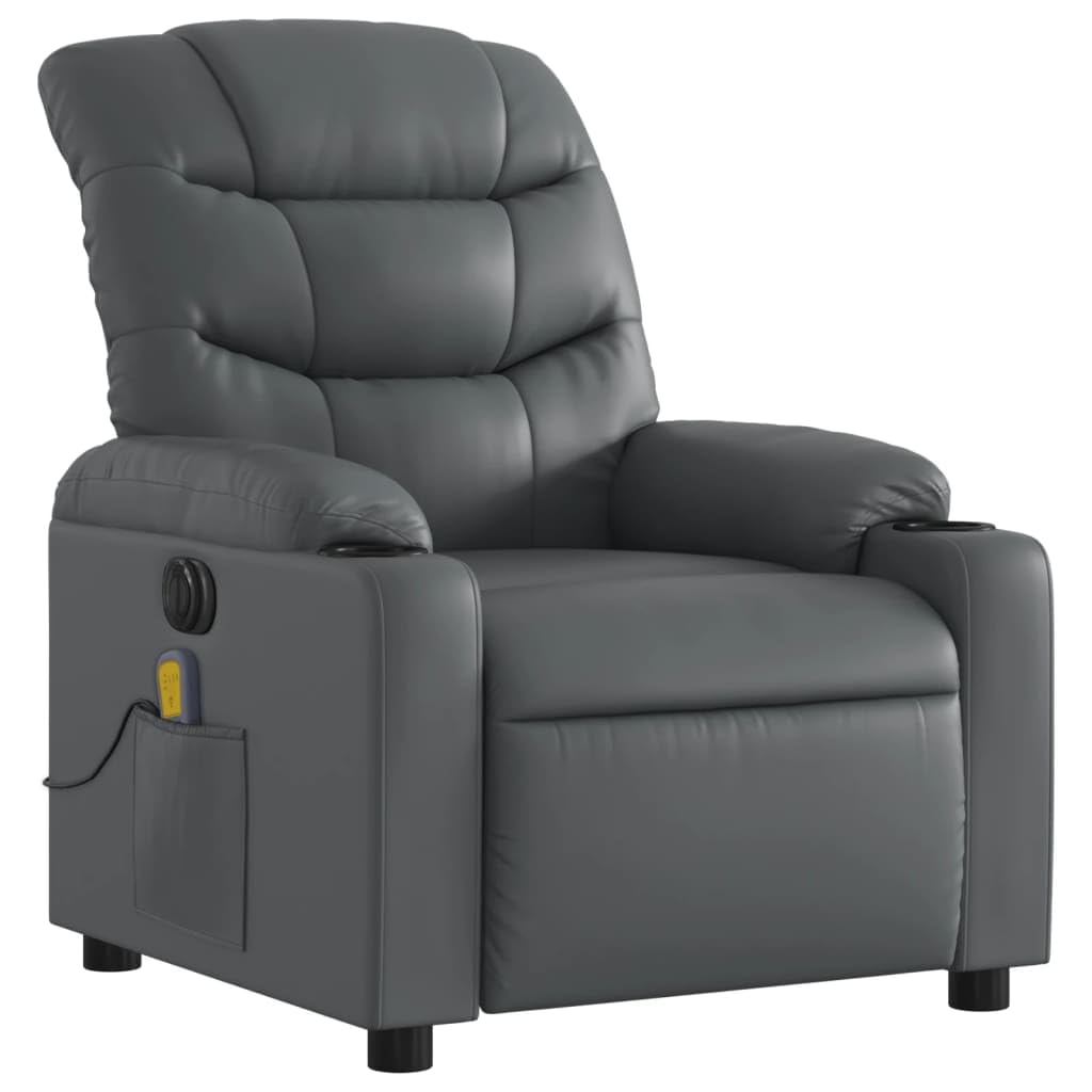 Sillón de masaje eléctrico con 6 puntos de vibración, piel sintética, 75,5 x 93 x 99,5 cm, sillón relax con motor eléctrico para respaldo y reposapiés, bolsillo lateral, estructura estable