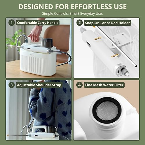 Image of Kraft Seeds 5L Electric Garden Sprayer for Plants, USB-C Rechargeable Spray Bottle with 3.7V Battery, 120-180 Min Runtime, Adjustable Nozzle, Water Spray Pump for Agriculture, Home Garden, Car Wash