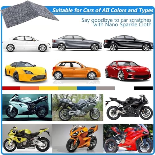 Nano Sparkle Tuch Auto Kratzer (4 Stück), 2025 Nano Magic Tuch für Auto Kratzer Entfernen Reparatur, Car Scratch Remover für Reparatur von leichten Kratzfarben,Lackpflege