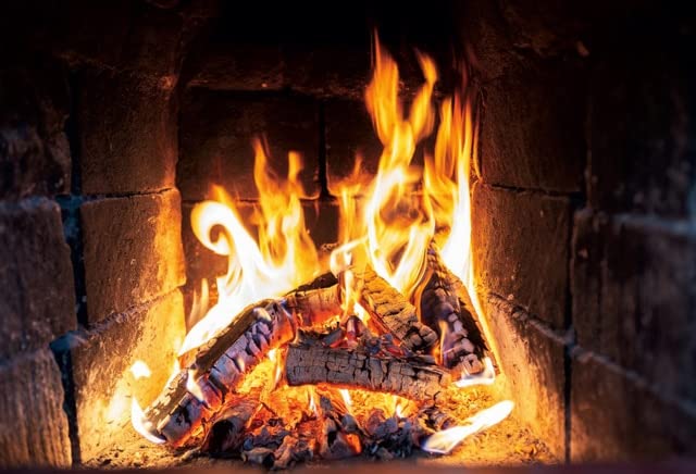 Background - Brick Wall Fireplace Wood Fire Burning Flame Photography Backdrop Baby Portrait Photo Background Photo Studio Photocall (NBK44040 Thin Cloth 120x80cm)