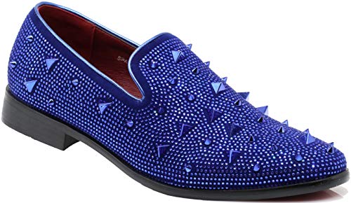 Image of SPK24 Men Vintage Spikes Sparkle Formal Tuxedo Stage Fashion Slip On Loafer Dress Shoes