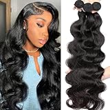 10A Human Hair Bundles Body Wave 10 12 14 Inch Brazilian Body Wave Bundles Human Hair 100% Unprocessed Virgin Human Hair 3 Bundles Deals Weave Bundles 1B Natural Black