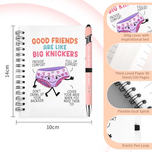 GADITIEK Funny Best Friend - Gifts for Women – “Good Friends Are Like Big Knickers” Notebook, Pen & Keychain Set – Best Friend Birthday Gifts, Funny Friendship Gift Ideas - Image 2