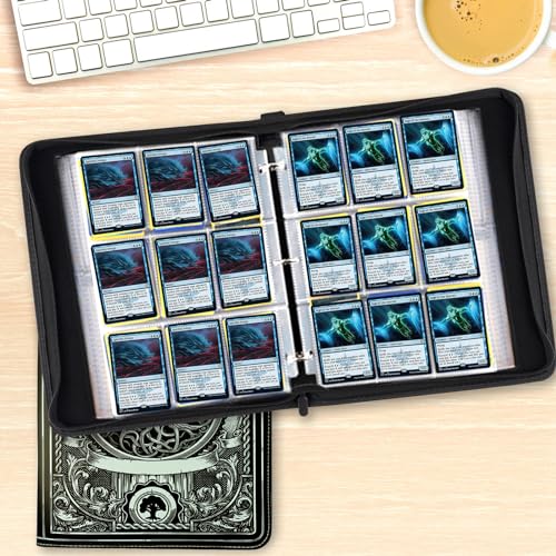 Image of 9 Pocket Card Binder,Trading Card Binder Premium 720 Double PU Card Collection Binder with Sleeves,Card Folder for MTG, TCG, Sports Cards(Black)