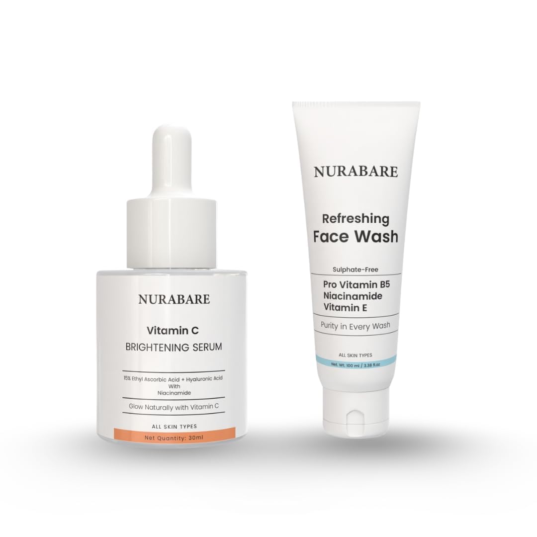 Nurabare Skincare Combo | Face Wash 100ml + Vitamin C Serum with Hyaluronic Acid 30ml | Pro Vitamin B5, Niacinamide | Purify & Brighten-image-25