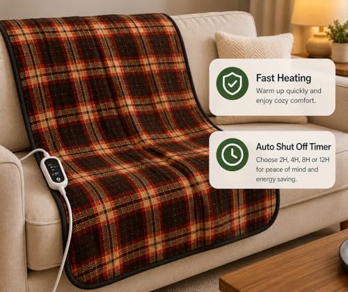 Image of Odessey Electric Heating Blanket for Single Bed | Adjustable Temperature Control | Fast Heating Bed Warmer | Soft Flannel Electric Blanket for Winter Use